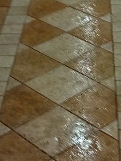 Ceramic floor scrubbing ( before )