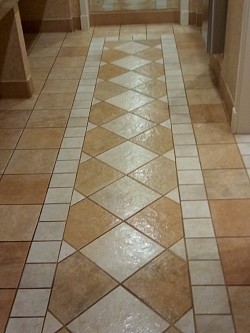 Ceramic floor after scrubbing