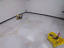 Work in progress/ strip & wax tile floor cleaning ( before )