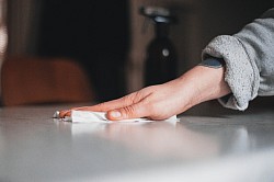 disinfectant wipe down of counter tops